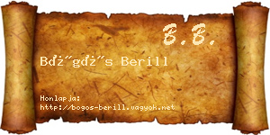 Bögös Berill névjegykártya